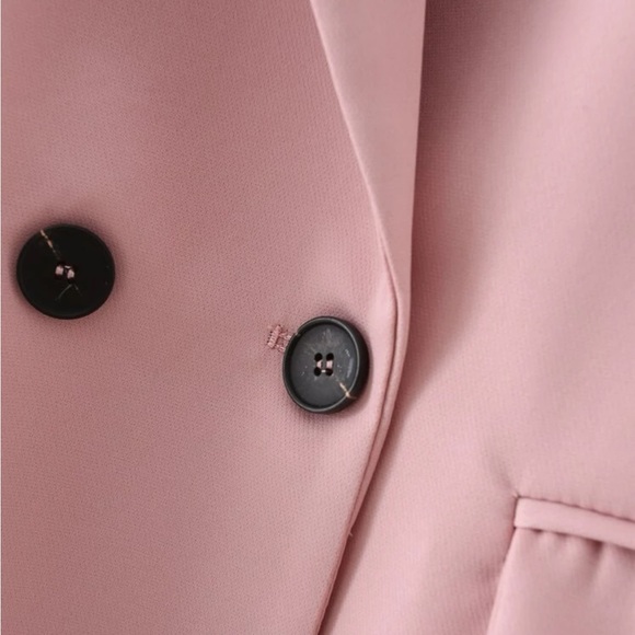 Pink fully lined Double Breasted Lapel Neck Blazer - Picture 6 of 12